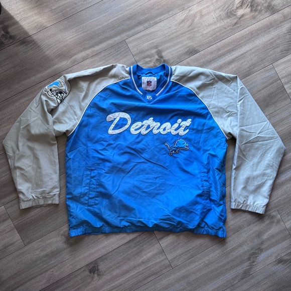 Vintage NFL Detroit Lions Pullover Windbreaker Jacket Men’s XL Blue Gray - Picture 1 of 6